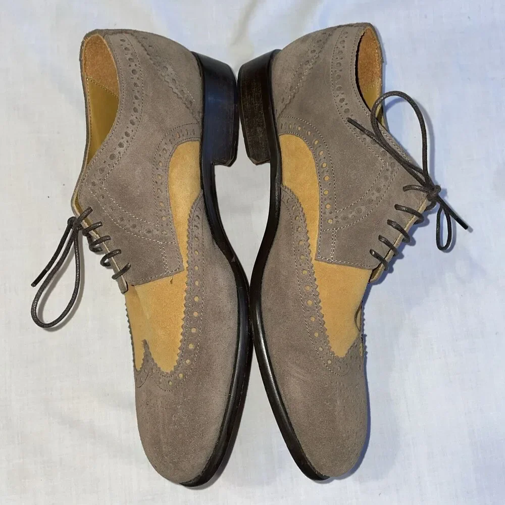 The J. Peterman Company Men’s Wingtip Oxfords Sz 9 M Brown Tan Leather Going Out